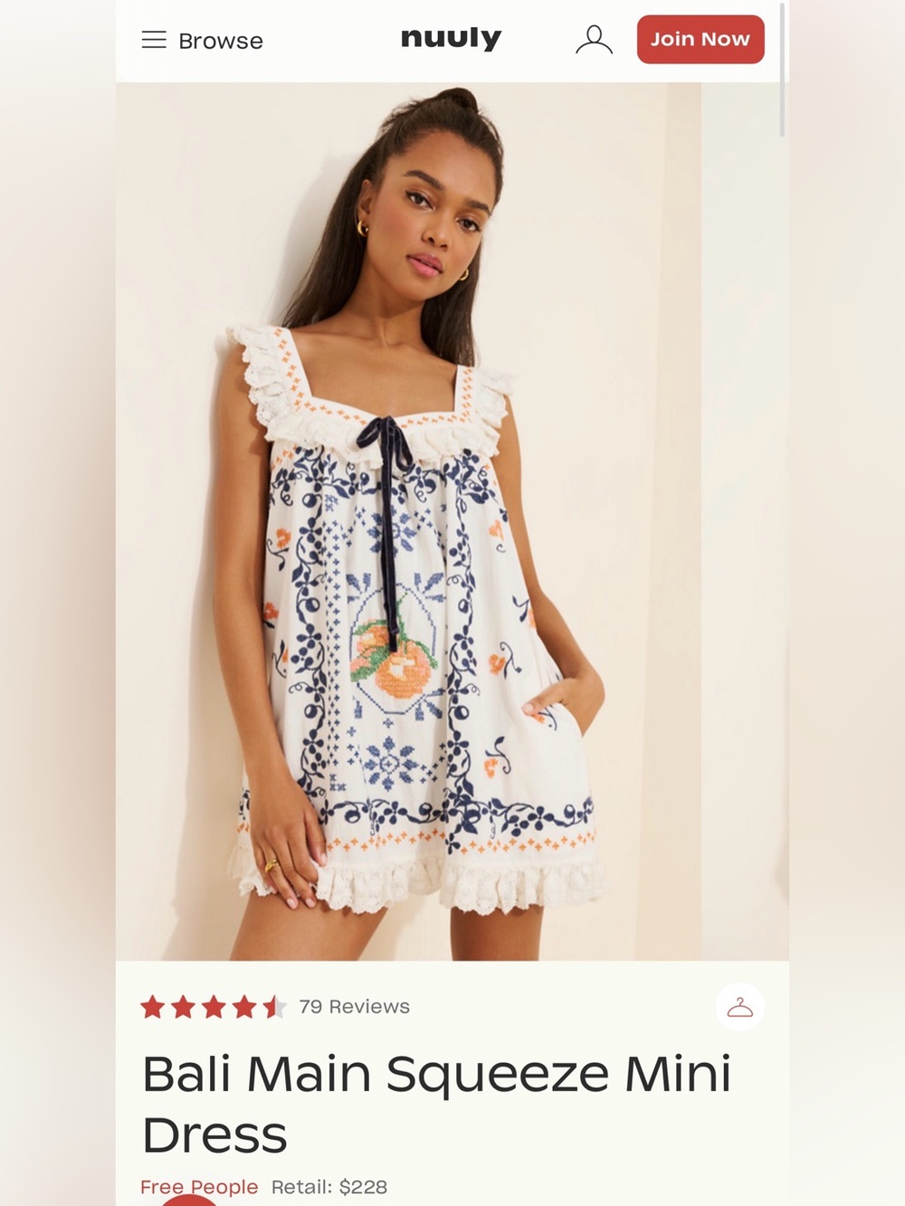 Free People Bali Main Squeeze Mini Dress size large EUC